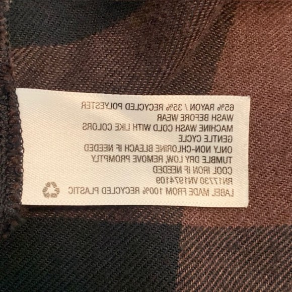 Knox Rose Brown Black Plaid Rollup Sleeve Asymmetrical Open Cardigan Size Medium - Picture 6 of 9